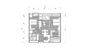 Планировка квартиры 2 спальни в корпусе Building K1 The Balance By The Beach in Phuket, Thailand, ЖК The Balance By The Beach № 11012