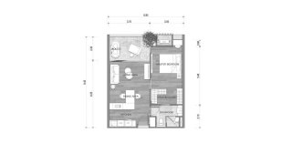 Apartment floor plan, 1 bedroom in building Building K1 The Balance By The Beach in Phuket, Thailand, The Balance By The Beach No. 11009